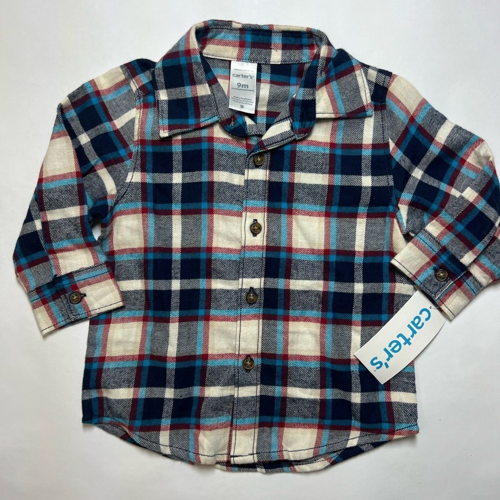 Carter’s Plaid Flannel Button Down Size 9mo